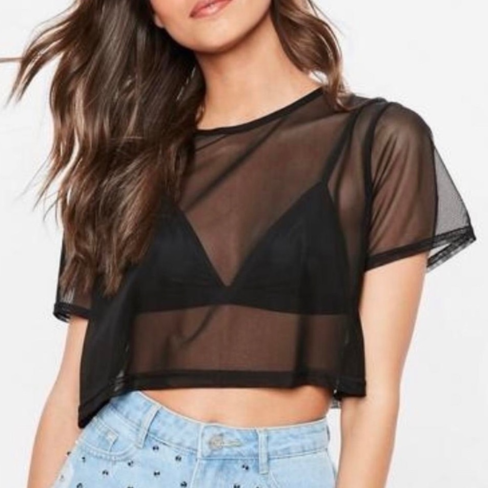 Missguided Mesh Cropped T shirt